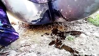 Pissing outside&excl; Come ahead to LilKiwwiMonster drenched their way panties plus pee in the dirt&excl;